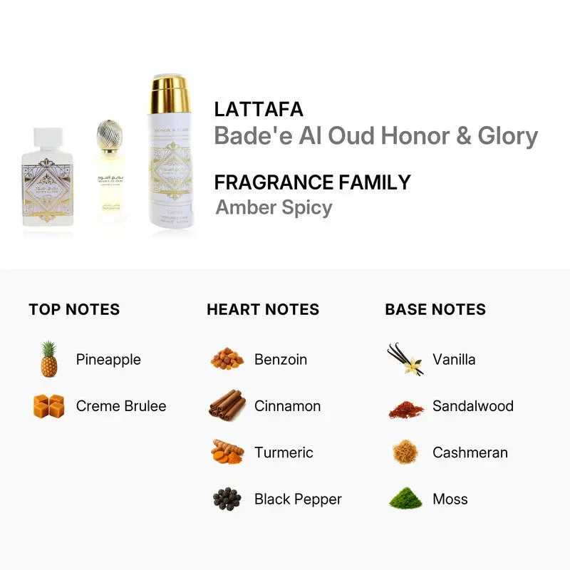 Bade'e Oud Honor and Glory By Lattafa Unisex (3pc Gift Set)