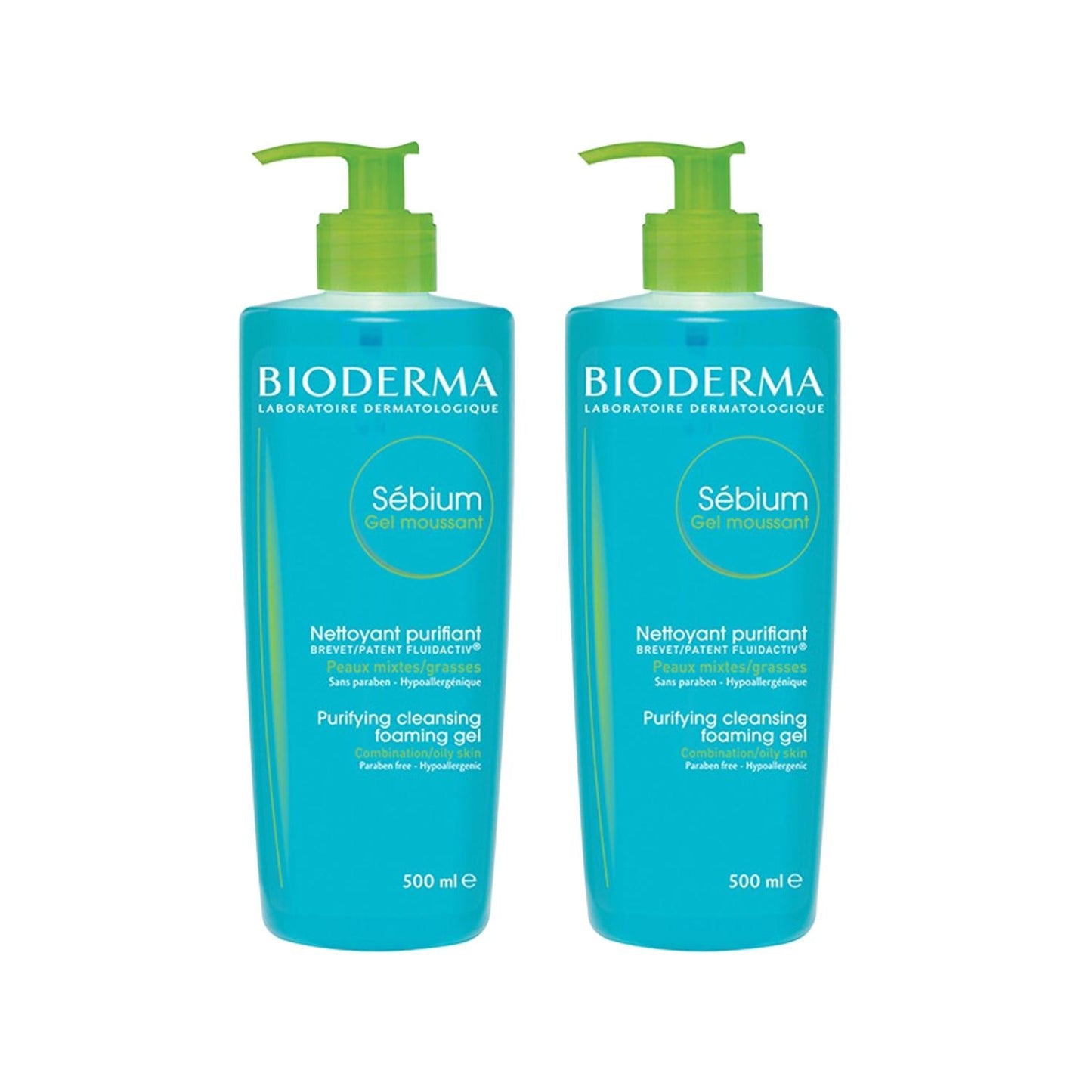 Bioderma Sebium Foaming Cleanser Gel - Gentle Oily Skin Cleanser, Dermatologically Tested, 500ml x2