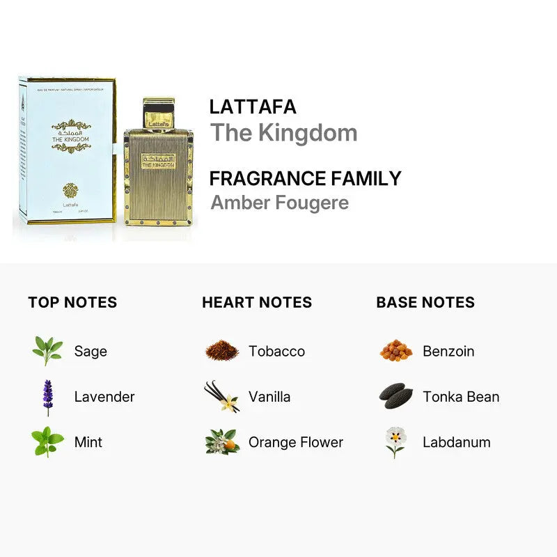 The Kingdom By Lattafa For Men 3.4oz EDP Spray