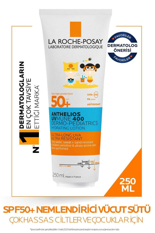 La Roche Posay Anthelios Dermo Pediatrics Hydrating Milk SPF50+ - Fragrance-Free Sunscreen for Kids with Thermal Water